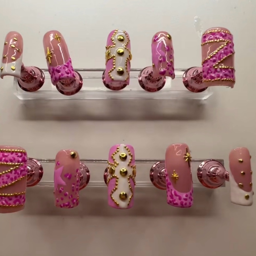 Pink and Gold Nail Art Set